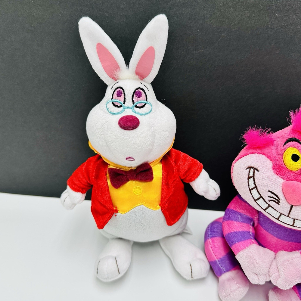 Disney Classics Alice in Wonderland White Rabbit & Cheshire Cat Stuffed Plush 9” - Picture 2 of 7
